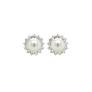 South Sea Pearl Diamond Button Earrings