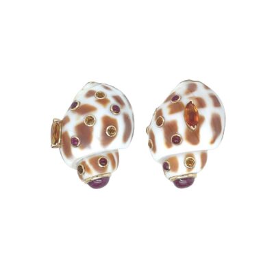 Trianon Citrine Ruby Shell Earrings