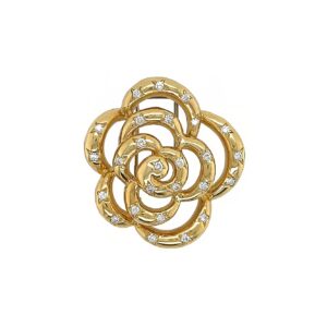 Van Cleef Gold Diamond Camellia Brooch