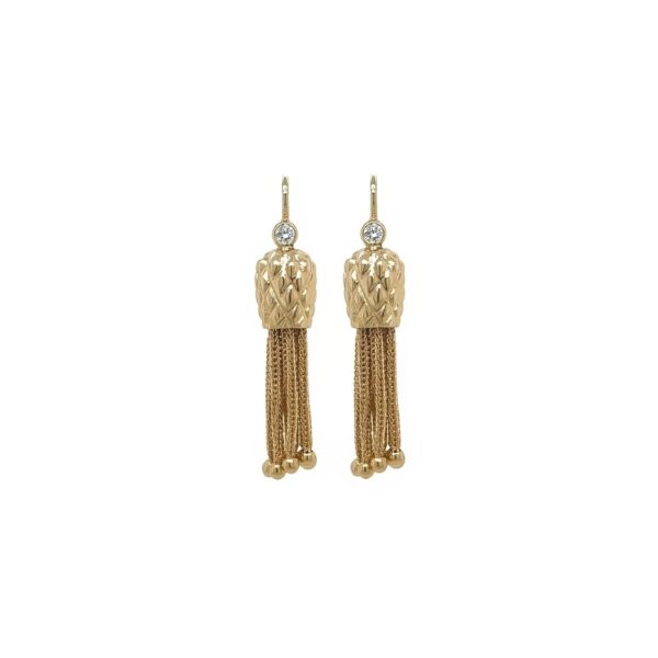 Gold Diamond Tassel Earrings