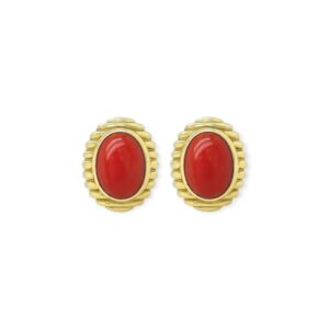 Tambetti Oval Coral Gold Earrings