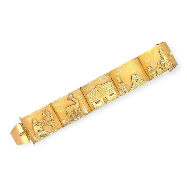 Peruvian Antique Life Scene Gold Bracelet