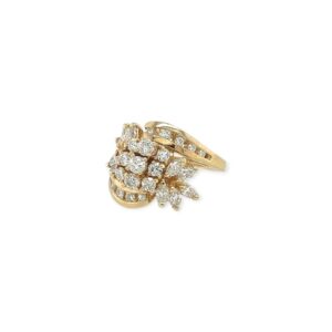 Gold Diamond Crossover Cluster Ring