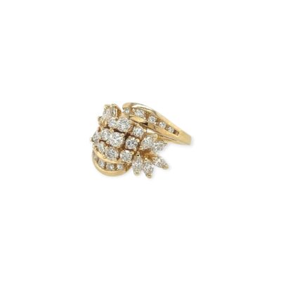 Gold Diamond Crossover Cluster Ring