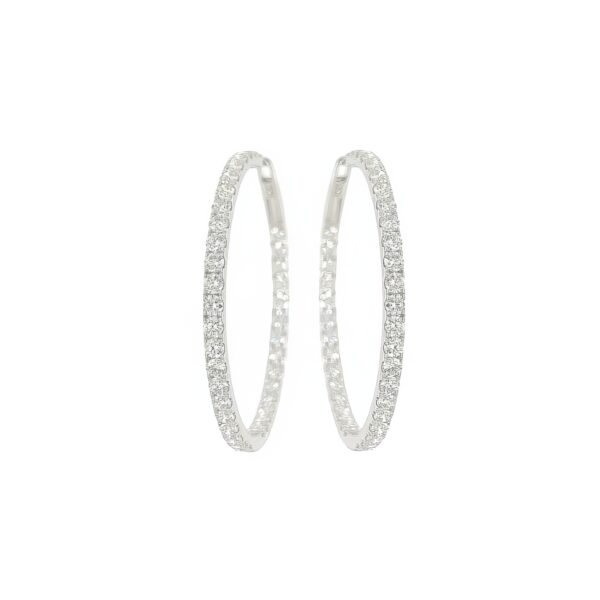 Large Gold Diamond In and Out Hoop Earrings