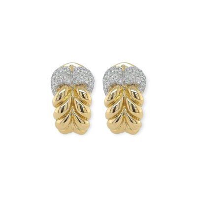 Gold Diamond Braided Half Hoop Earrings