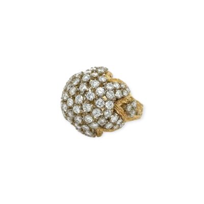 1960s Gold Diamond Bombe Ring