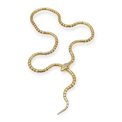 Sidney Garber Gold Diamond Snake Necklace