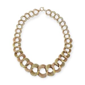 1940s Rose Green Gold Fancy Curb Link Necklace