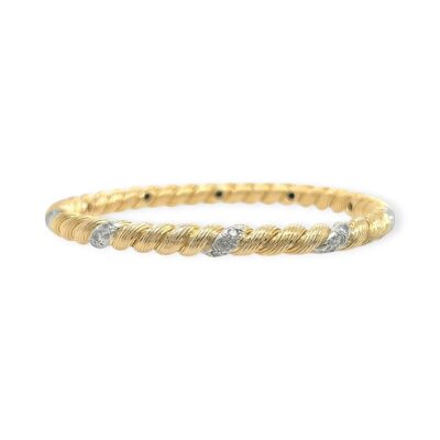 Van Cleef Lenfant Twisted Gold Diamond Bracelet